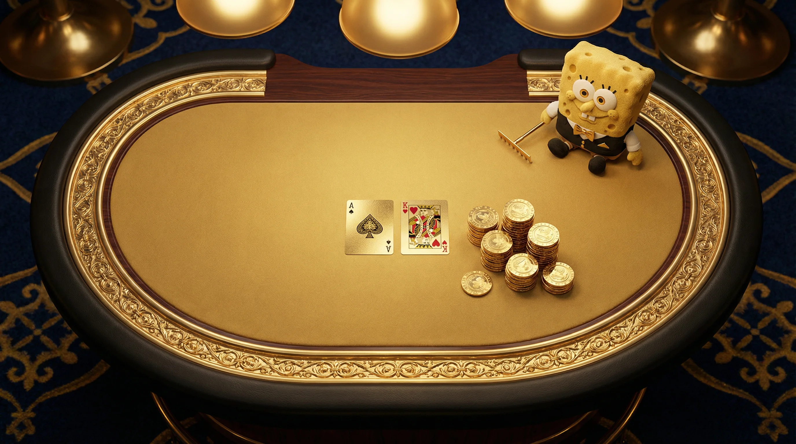 Mesa de blackjack dorada premium